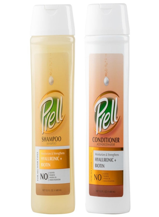 Prell Hyaluronic + Biotin Moisturizes & Strengthens Shampoo & Conditioner for All Hair Types 13.5 fl.oz - Image 1