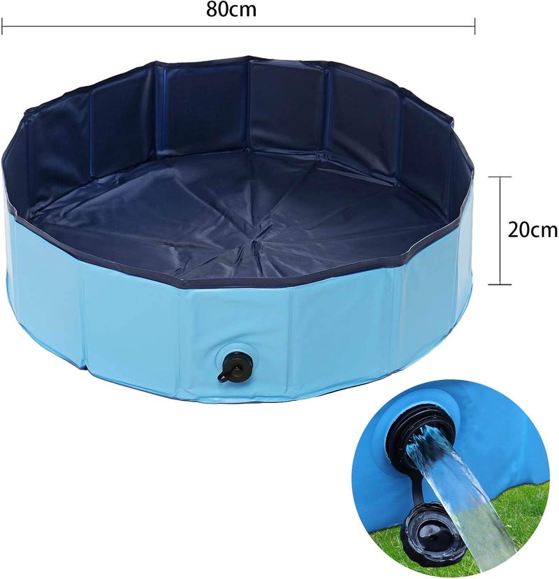 JSDOIN Foldable Dog Pool, Portable Dog Paddling Pool, Pet Kids Bath Pool Swimming Pool, Non-Slip PVC Kiddie Pool for Kids, Dog Cat Bathing Tub For Garden Patio Bathroom(80 * 20cm) - Image 2