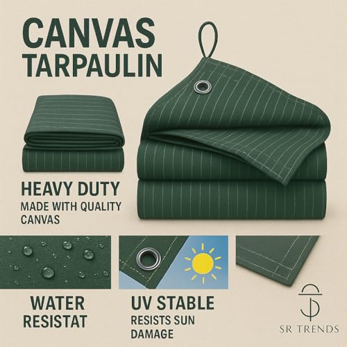 SR TRENDS Premium Waterproof Tarpaulin with Reinforced Eyelets | Heavy Duty, Tear Resistant, UV Protected, Multipurpose Cover for Outdoor, Garden, Car, Construction & Camping (Green, 6 x 7.5 FT) - Image 4