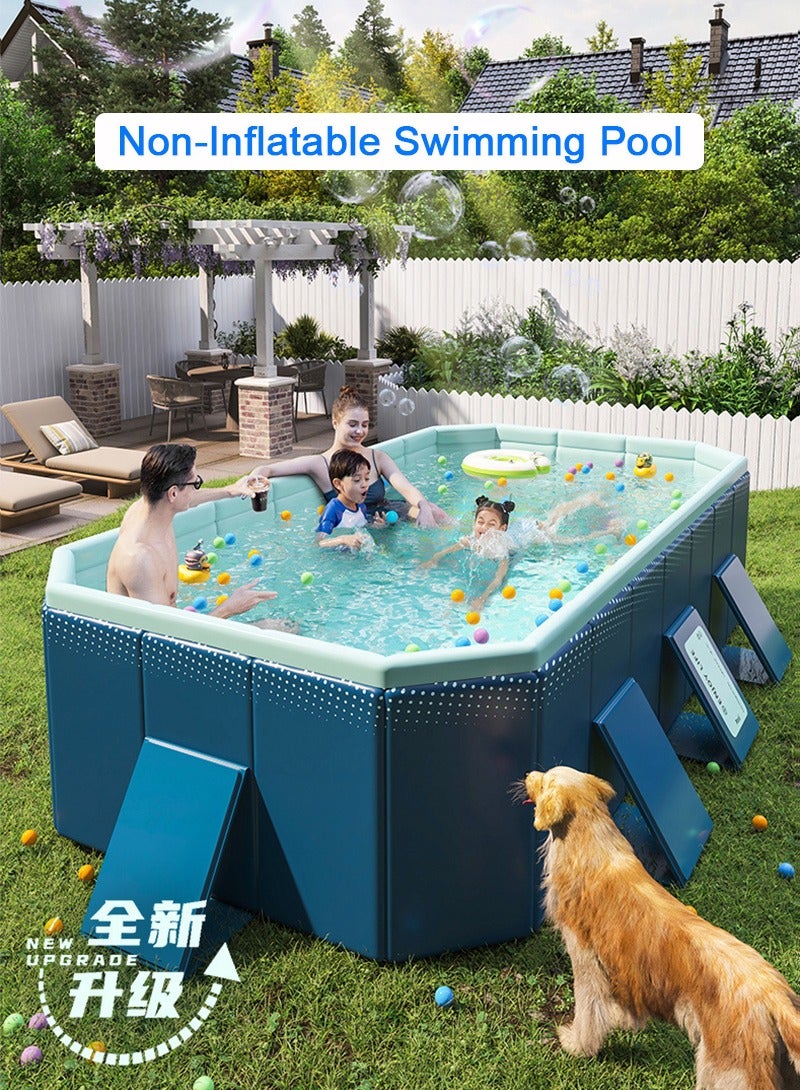 TAPIT 210x140x55CM Non-Inflatable Foldable Swimming Pool for Family Kids, Rectangular Sturdy and Durable Swimming Pool for Summer Outdoor Pool Fun, Suitable for 1-4 People  - Image 3