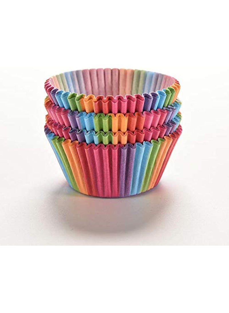 ١٠٠ قطعة كب كيك ورقية ملونة – أوعية خبز كيك وكب كيك للحفلات وأعياد الميلاد والأعراس والحلويات - Image 1