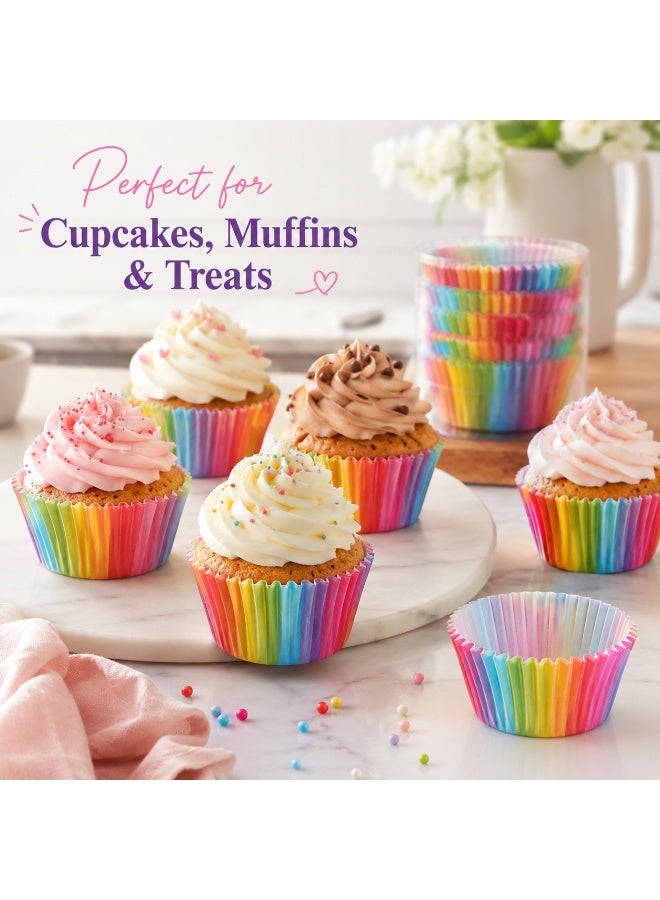 100 Pcs Rainbow Cupcake Baking Paper Cases – Colorful Muffin & Cake Liners for Party, Birthday, Wedding, and Dessert Baking - Image 5