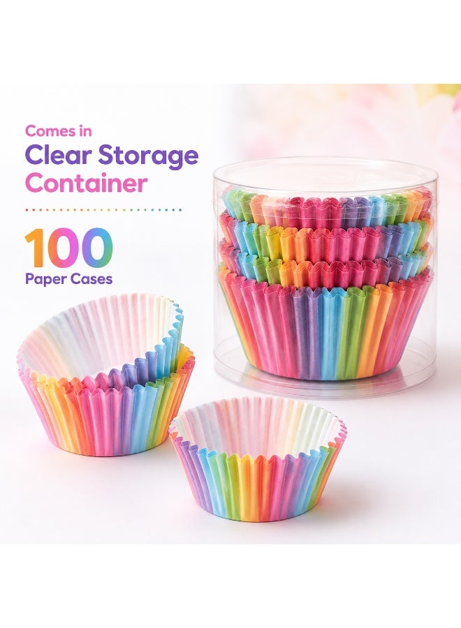 100 Pcs Rainbow Cupcake Baking Paper Cases – Colorful Muffin & Cake Liners for Party, Birthday, Wedding, and Dessert Baking - Image 4