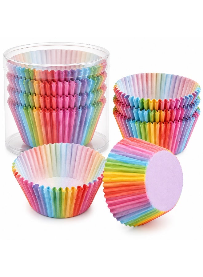 100 Pcs Rainbow Cupcake Baking Paper Cases – Colorful Muffin & Cake Liners for Party, Birthday, Wedding, and Dessert Baking - Image 1
