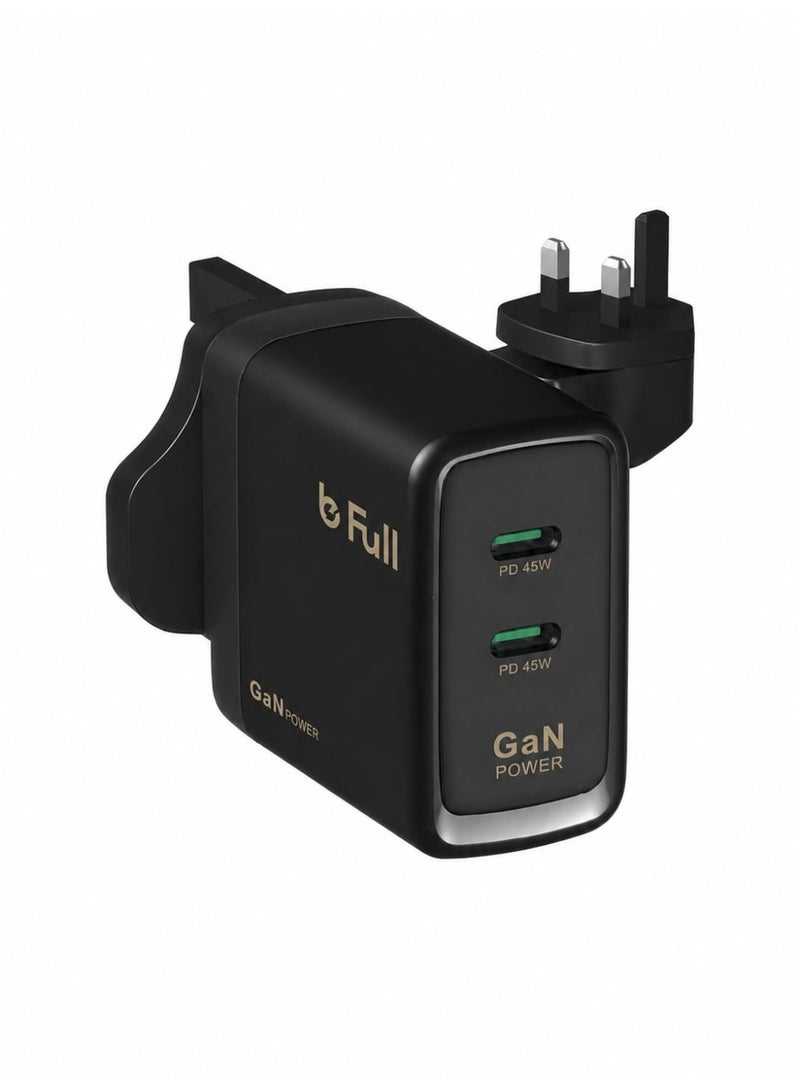 بي فل شاحن سريع bFull بقوة 45 واط GaN بمنفذين USB-C PD مع تقنية PPS شاحن حائط سريع للآيفون وسامسونج واللابتوب - Image 1