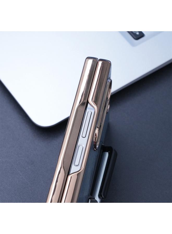erorex Case For Samsung Galaxy Z Fold6 Plating Frame PU Fold Phone Case with Pen - Image 3