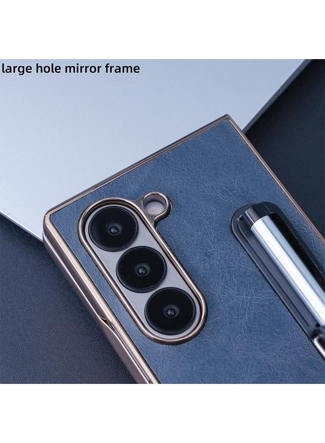 erorex Case For Samsung Galaxy Z Fold6 Plating Frame PU Fold Phone Case with Pen - Image 4