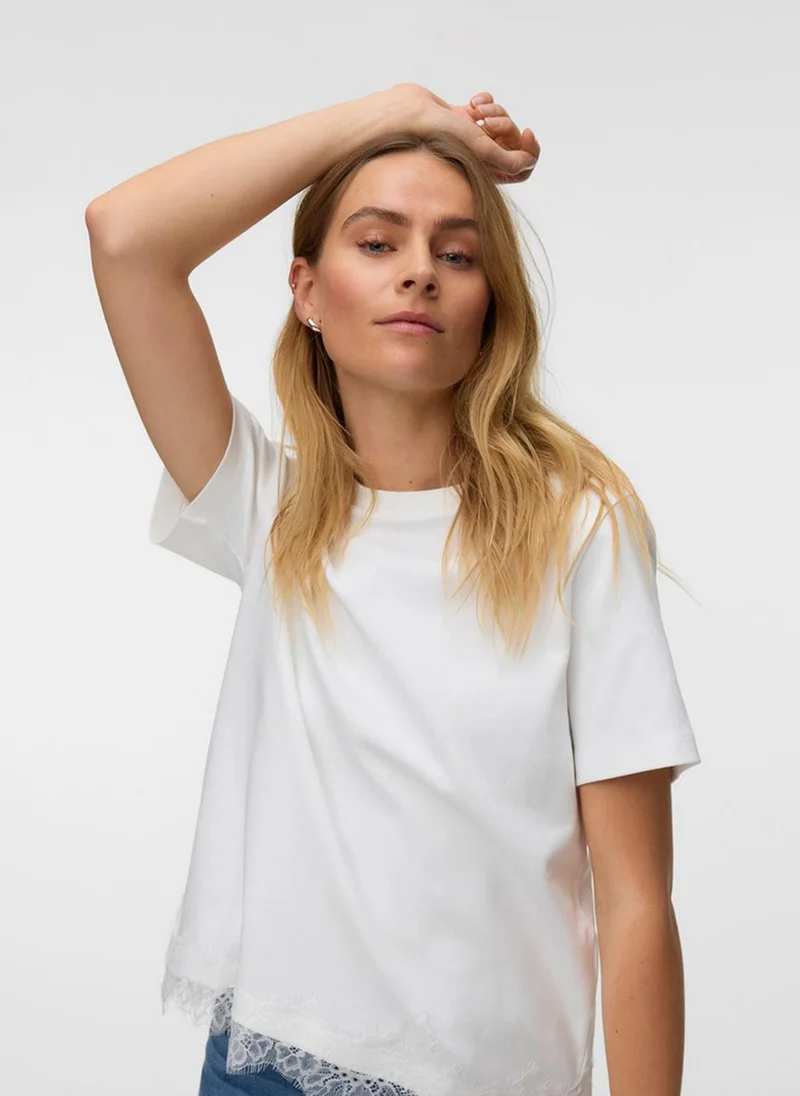 Vero Moda VMSARA Mette Lace Short Sleeve T-Shirt Jersey
