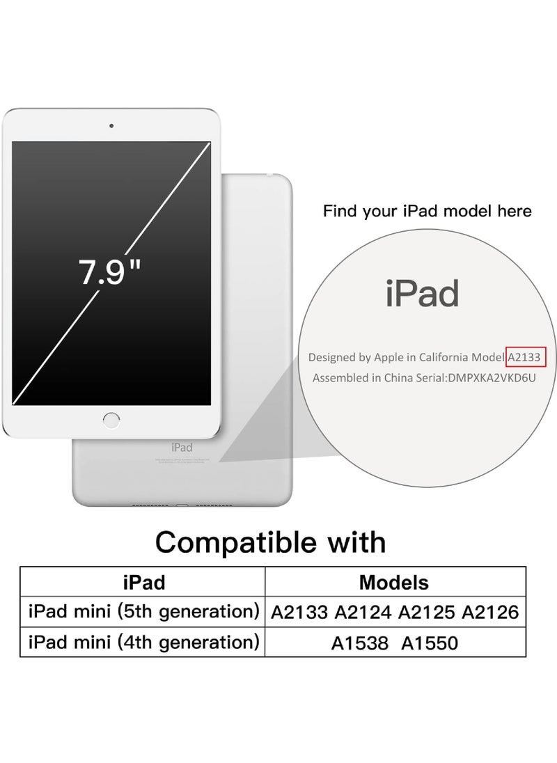 Case for iPad mini 5/4 7.9 Inch (2019/2015) with Pencil Holder,Shell Soft-Touch Tablet Stand Cover, Auto Wake/Sleep for iPad mini 4/5 7.9inch (2015/2019 Model A1538 A1550 A2133 A2124 A2125 A2126) - Image 2