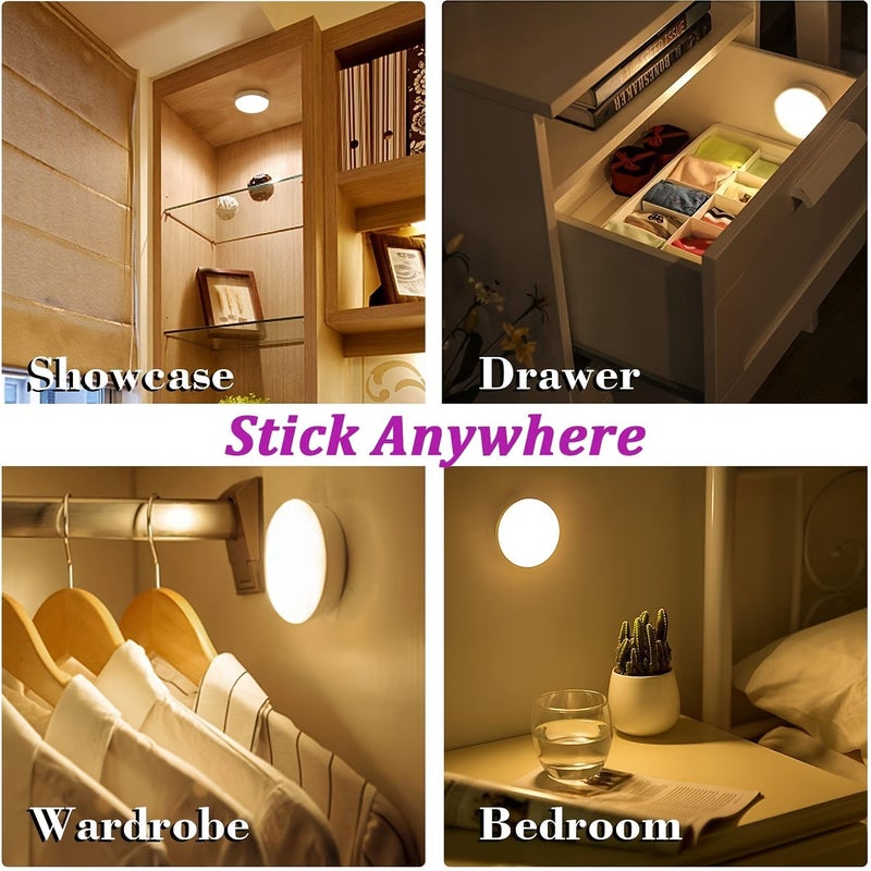 5pcs Warm Light LED Motion Sensor Lights Rechargeable Under Cabinet Bedside Night Lamps Magnetic Installation Smart Motion Constant Modes Adjustable White Minimalist for Living Room - Image 2