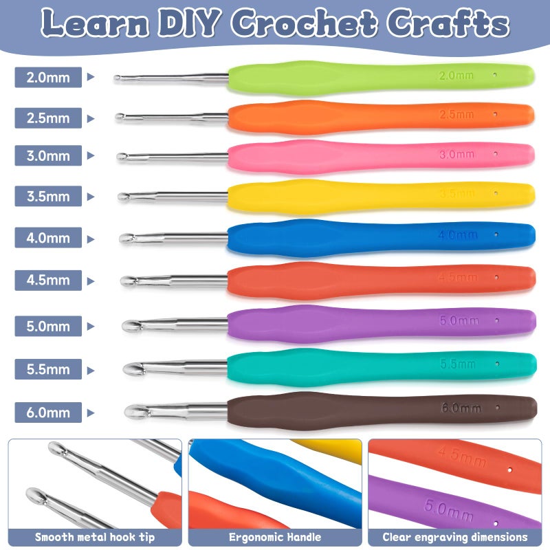 GMAK 59 PCS Crochet Kit for Beginners Adults, Crocheting Sets Include Yarn, Hooks and Tools, Portable Crochet Starter Kit for Making Variety Projects Crocheting Supplies, Navy Flamingo - Image 4