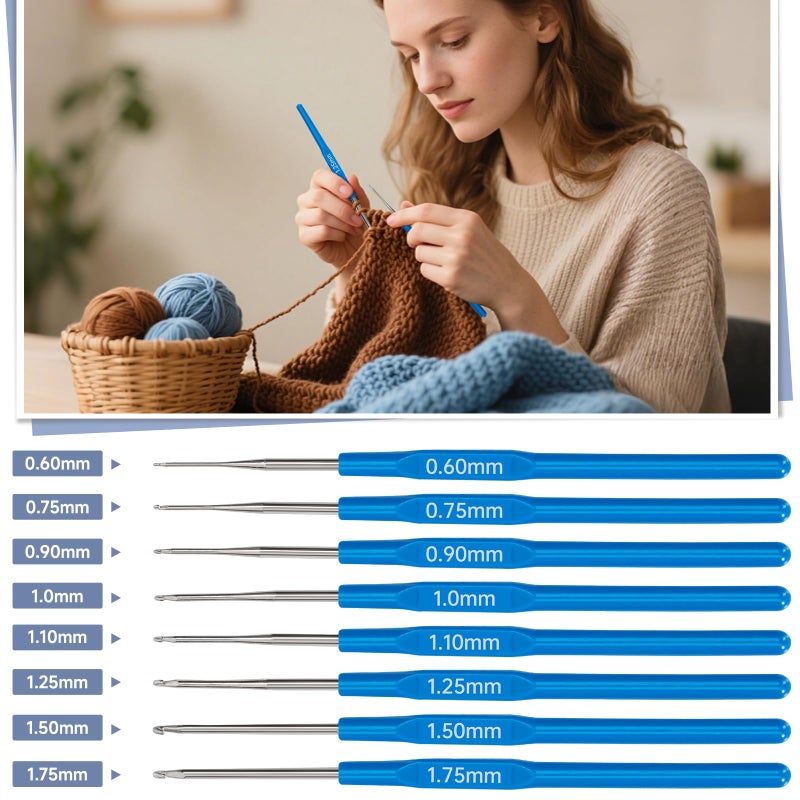 GMAK 59 PCS Crochet Kit for Beginners Adults, Crocheting Sets Include Yarn, Hooks and Tools, Portable Crochet Starter Kit for Making Variety Projects Crocheting Supplies, Navy Flamingo - Image 3