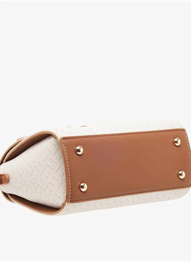 فلورا بيلا من شو إكسبرس Women Monogram Print Satchel Bag with Grab Handle and Button Closure