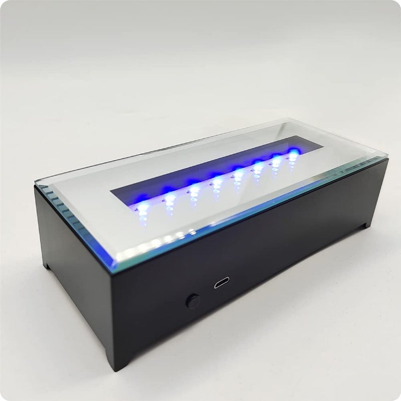 FZXZX LED Rectangular Light Display Base for Crystals Glass Art Light Display Stand 3D LED Light Ornament Lamp 6 Inch Illuminated Holder  Black Colorful Lights