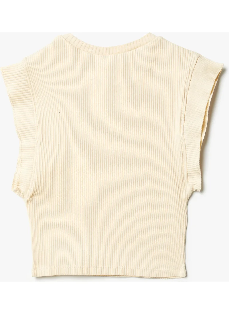 كوتون Undershirt Sleeveless Round Collar Ribbed