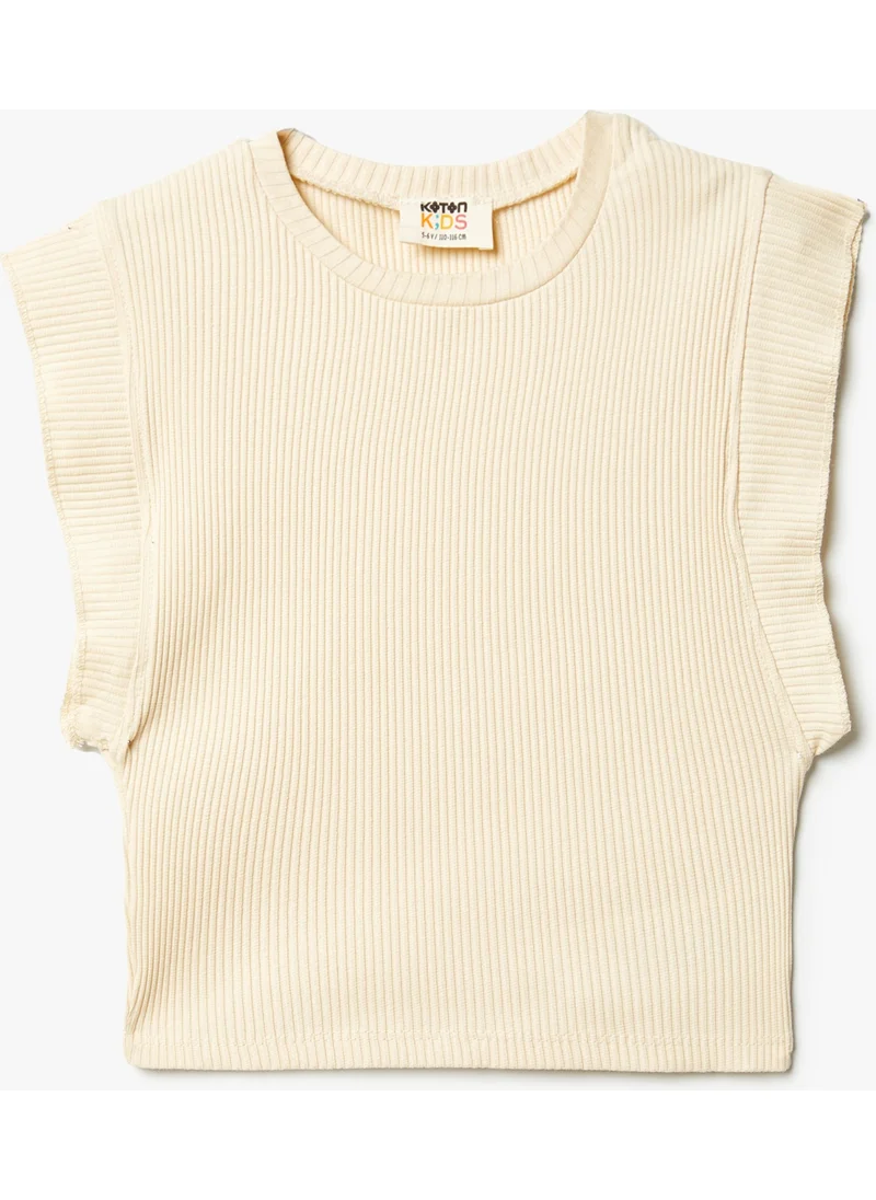 كوتون Undershirt Sleeveless Round Collar Ribbed