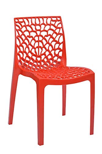 RW REST WELL كرسي بلاستيكي خارجي مصمم بدون ذراعين من RW REST WELL | شركة معتمدة من ISO (أحمر، مجموعة من 1) - Image 2