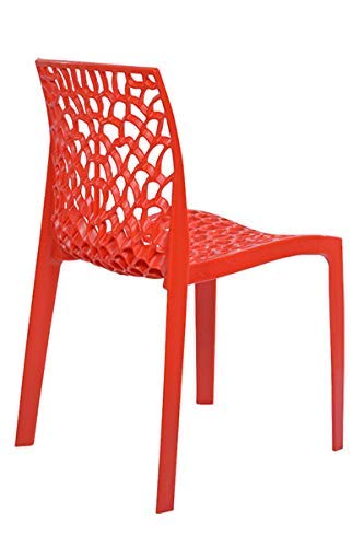 RW REST WELL كرسي بلاستيكي خارجي مصمم بدون ذراعين من RW REST WELL | شركة معتمدة من ISO (أحمر، مجموعة من 1) - Image 4