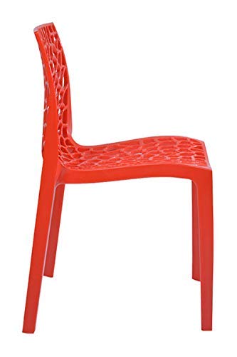 RW REST WELL كرسي بلاستيكي خارجي مصمم بدون ذراعين من RW REST WELL | شركة معتمدة من ISO (أحمر، مجموعة من 1) - Image 3