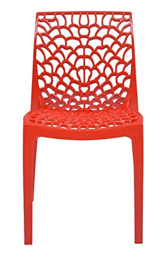 RW REST WELL كرسي بلاستيكي خارجي مصمم بدون ذراعين من RW REST WELL | شركة معتمدة من ISO (أحمر، مجموعة من 1) - Image 1