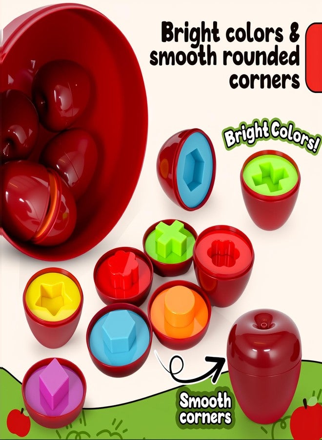 FQKIOMY Montessori Geometric Apple Shape Sorter Toys for Toddlers 1-3,Montessori Preschool Educatioanl Learning Color Sorting Matching Games Fine Motor Toddler Activities Toys for Kids Boys Girls - Image 3