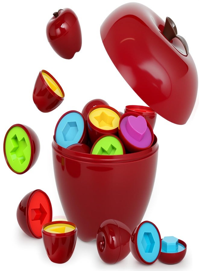 FQKIOMY Montessori Geometric Apple Shape Sorter Toys for Toddlers 1-3,Montessori Preschool Educatioanl Learning Color Sorting Matching Games Fine Motor Toddler Activities Toys for Kids Boys Girls - Image 1