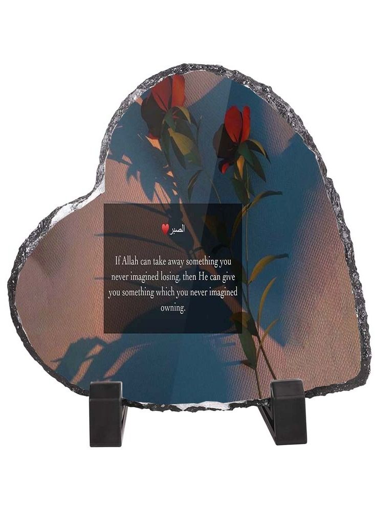 Service Zone Protective Printed White Heart Shape Marble Photo Frame for Table Top If Allah Can Take Away Something You Never Imagined Losing 
