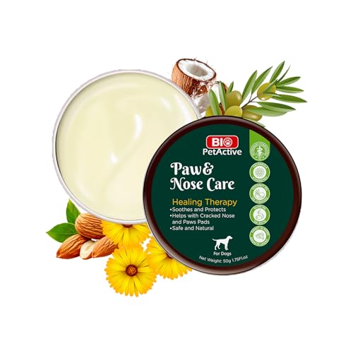 Bio PetActive Paw Nose Balm for Dogs 100 Natural LickSafe Moisturizing Balm with Vitamin ERich Olive Oil Calendula Beeswax Helps Protect Heal Soothe Dry Cracked Paws Nose 175 oz - Image 1