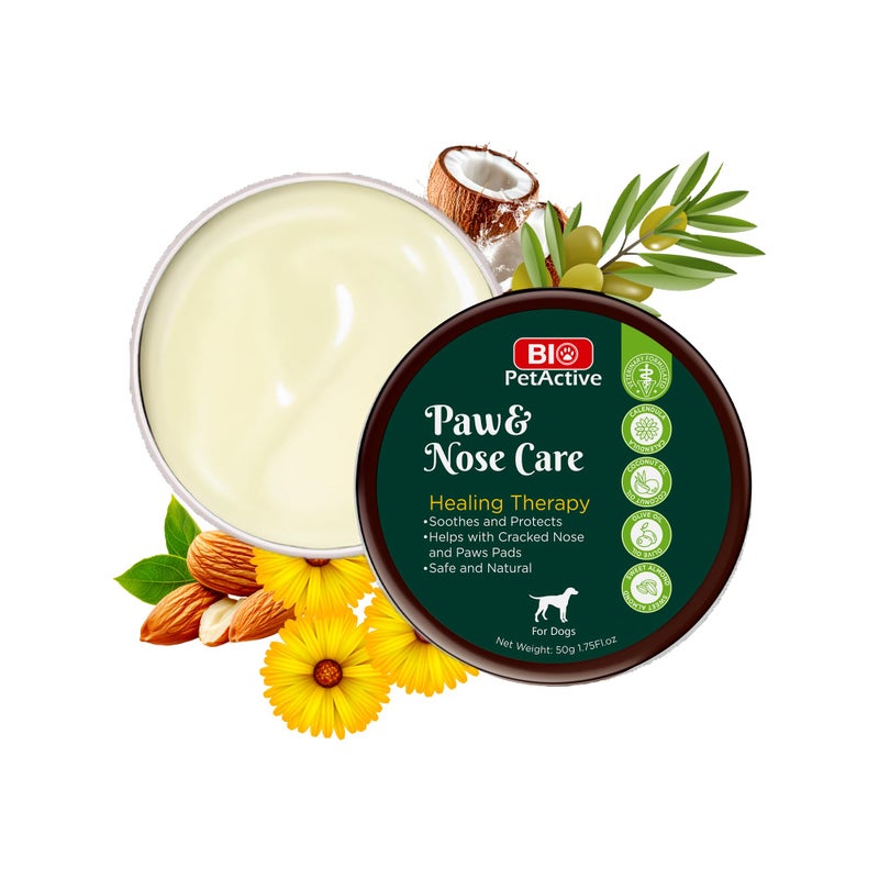 Bio PetActive Paw Nose Balm for Dogs 100 Natural LickSafe Moisturizing Balm with Vitamin ERich Olive Oil Calendula Beeswax Helps Protect Heal Soothe Dry Cracked Paws Nose 175 oz - Image 2