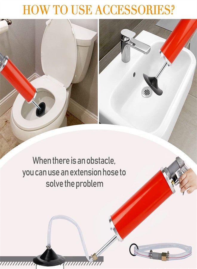 KASTWAVE Toilet Plunger, High Pressure Kinetic Toilet Plunger, Air Drain Blaster Pump for Bath Toilets Bathroom Shower Kitchen Clogged Pipe (Red)  - Image 2