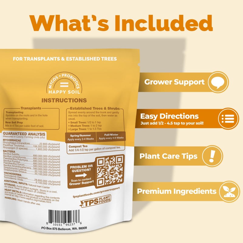 TPS NUTRIENTS Mycorrhizal Fungi for Fruit Trees, Mycos for Transplanting and for Established Trees, Contains Mycorrhizae and Soil Probiotics (6 Ounces) - Image 3