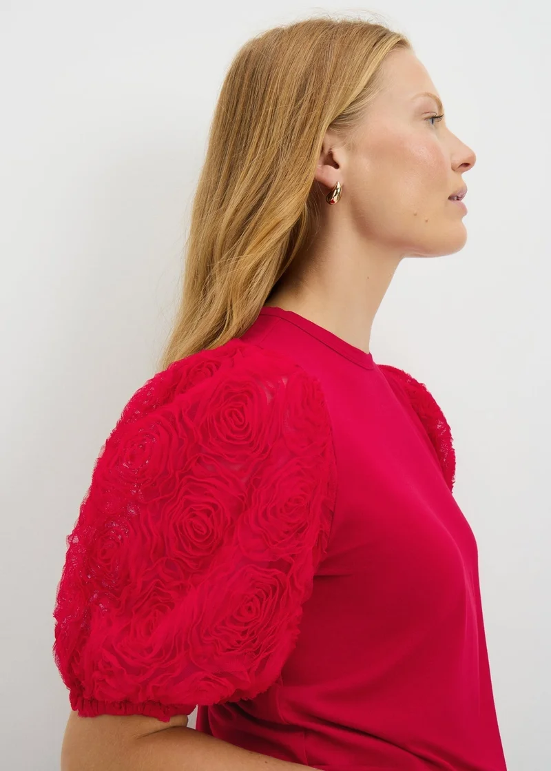 ماتلان بلوزة بأكمام منتفخة حمراء
