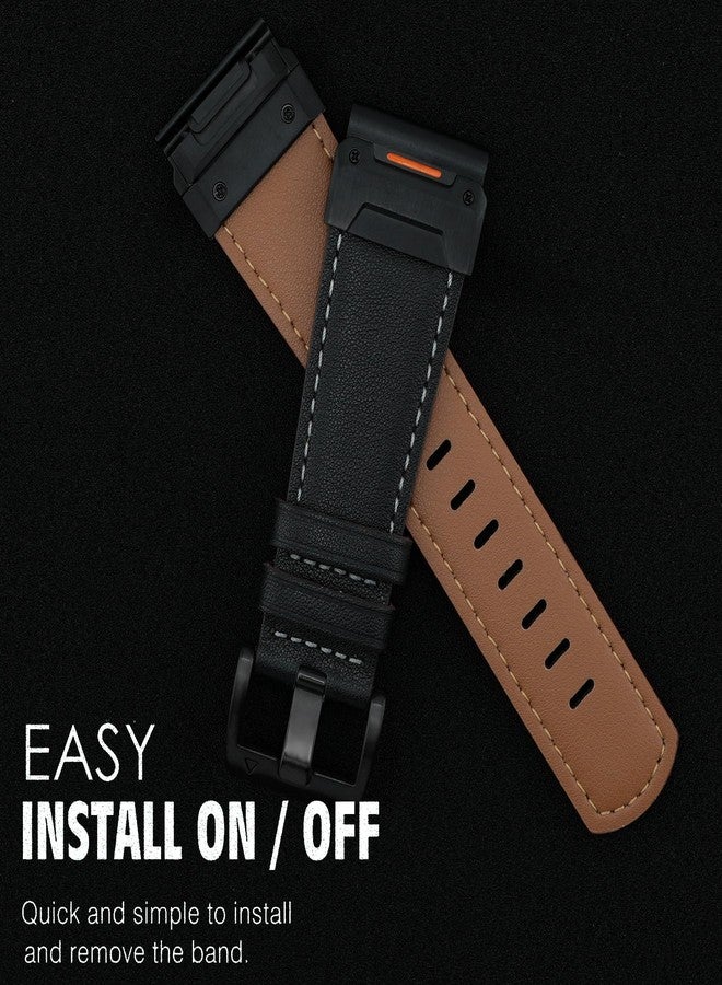 Abanen حزام ساعة أبانون الكلاسيكي الرجعي من الجلد الطبيعي لجهاز Garmin Fenix 8 51mm / epix Pro 51mm / Fenix 7X / Fenix 6X / Enduro/Instinct 2X / Tactix Delta (أسود) - Image 5