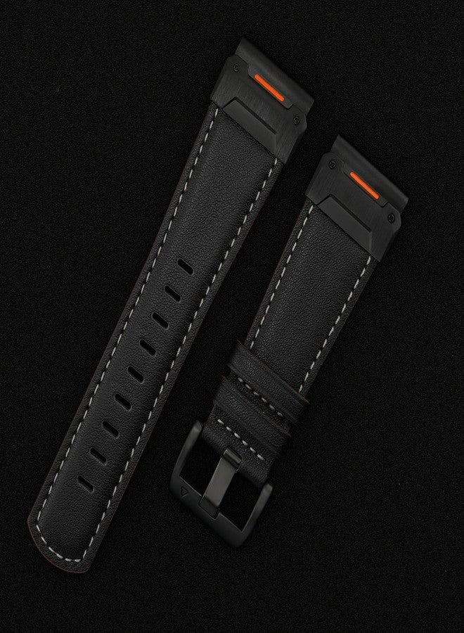 Abanen حزام ساعة أبانون الكلاسيكي الرجعي من الجلد الطبيعي لجهاز Garmin Fenix 8 51mm / epix Pro 51mm / Fenix 7X / Fenix 6X / Enduro/Instinct 2X / Tactix Delta (أسود) - Image 2