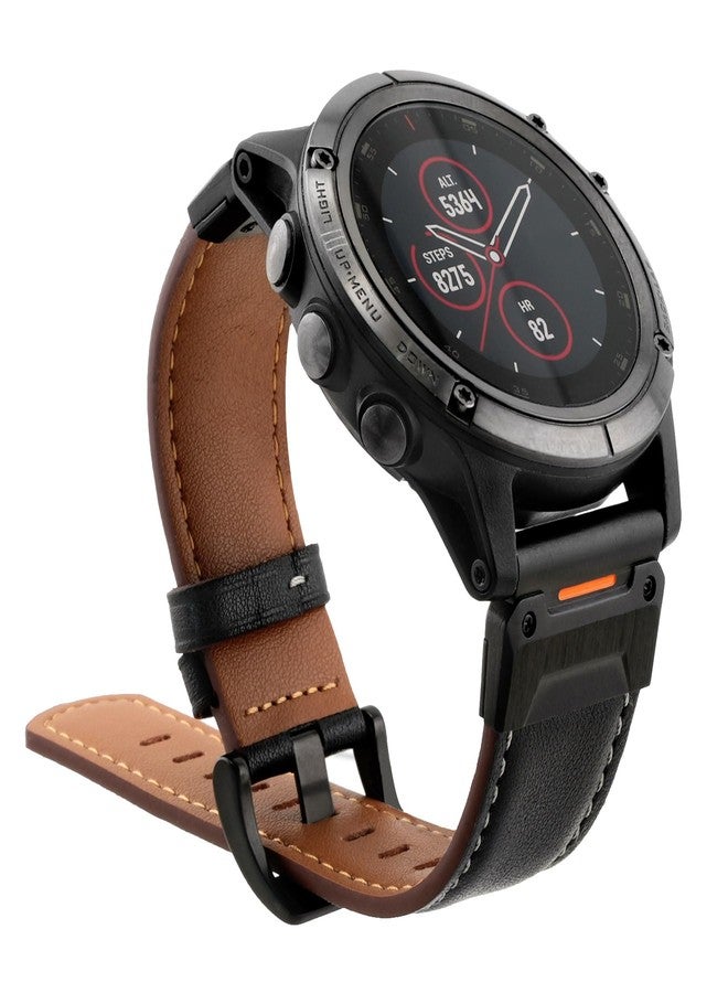 Abanen حزام ساعة أبانون الكلاسيكي الرجعي من الجلد الطبيعي لجهاز Garmin Fenix 8 51mm / epix Pro 51mm / Fenix 7X / Fenix 6X / Enduro/Instinct 2X / Tactix Delta (أسود) - Image 1