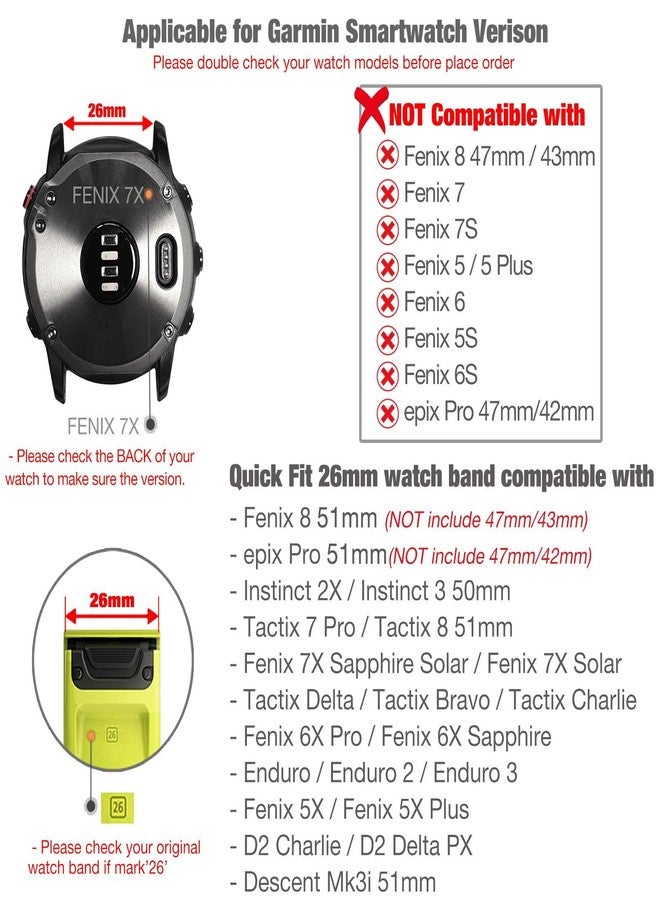 Abanen حزام ساعة أبانون الكلاسيكي الرجعي من الجلد الطبيعي لجهاز Garmin Fenix 8 51mm / epix Pro 51mm / Fenix 7X / Fenix 6X / Enduro/Instinct 2X / Tactix Delta (أسود) - Image 3