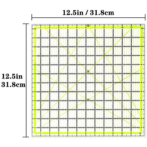 UOOU Quilting Ruler(12.5"X12.5"), Square Quilting Rulers Fabric Cutting Ruler Acrylic Quilters Rulers Clear Mark for Easy Precision Cutting and Crafts Quilting and Sewing - Image 2