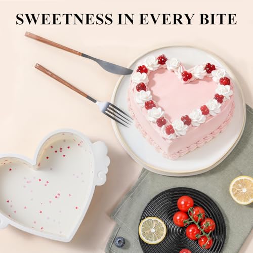 Vinino 2-Pack Silicone Heart Shaped Cake Pans with Metal Reinforced Frame, Nonstick 8 Inch Heart Shaped Baking Pans with Wing Handles, Silicone Cake Molds for Oven, BPA Free, Dishwasher Safe- Cream - Image 3