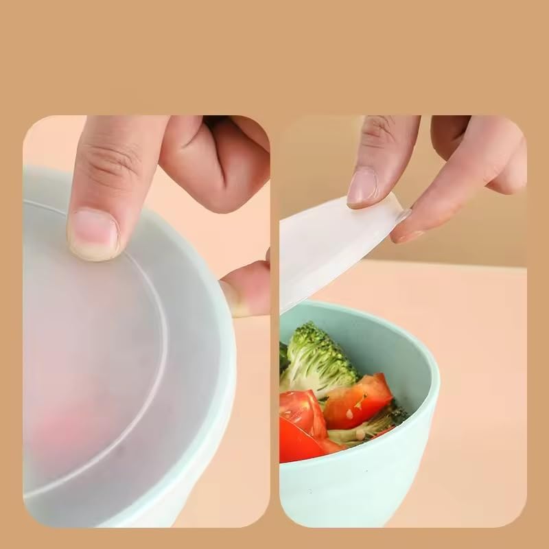 MOXWARE Multipurpose Bowls with Dust-Proof Lid | 800 ml | Serving and Mixing Bowl | Made with Bamboo Fibers & Wheat Husk | Microwave Safe Bowl | for Hot & Cold Serving Bowl Set | Multicolor - Image 4