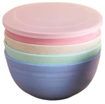 MOXWARE Multipurpose Bowls with Dust-Proof Lid | 800 ml | Serving and Mixing Bowl | Made with Bamboo Fibers & Wheat Husk | Microwave Safe Bowl | for Hot & Cold Serving Bowl Set | Multicolor - Image 1