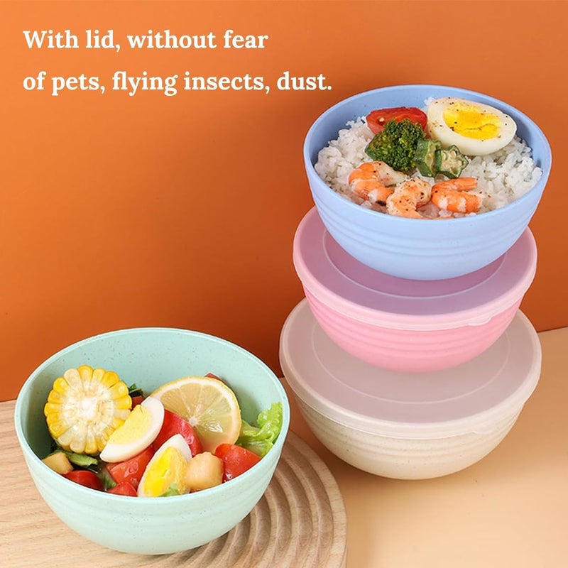 MOXWARE Multipurpose Bowls with Dust-Proof Lid | 800 ml | Serving and Mixing Bowl | Made with Bamboo Fibers & Wheat Husk | Microwave Safe Bowl | for Hot & Cold Serving Bowl Set | Multicolor - Image 5