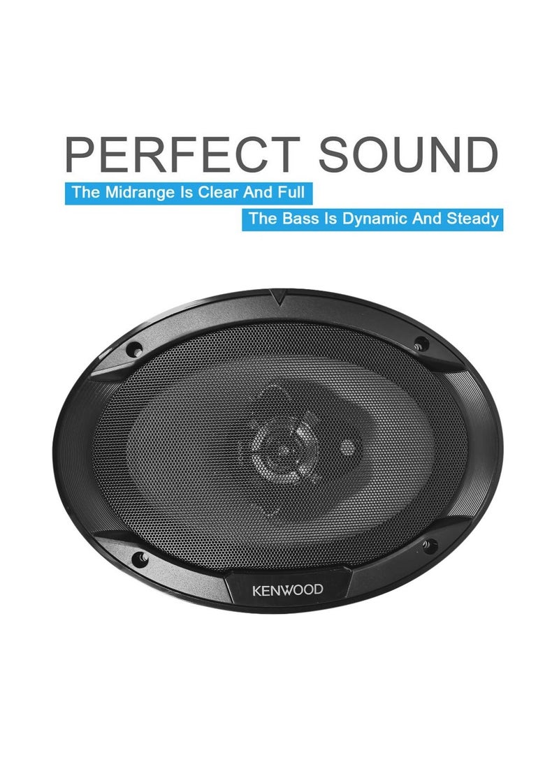 KENWOOD 2PCS  6x9 Inch 3-Way Car Speakers Pair 400W Peak 45W RMS Coaxial Flush Mount Audio Speakers 4 Ohm 91dB Polypropylene Woofer PEI Midrange Ceramic Tweeter 35Hz-20kHz - Image 4
