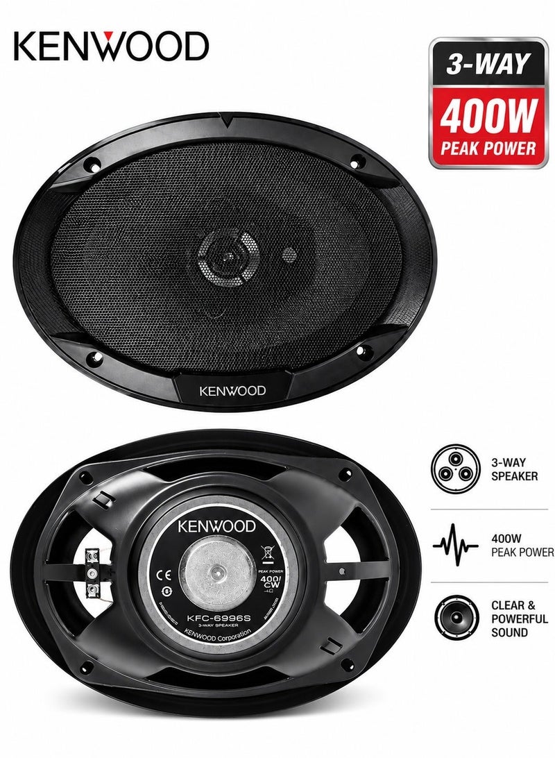 KENWOOD 2PCS  6x9 Inch 3-Way Car Speakers Pair 400W Peak 45W RMS Coaxial Flush Mount Audio Speakers 4 Ohm 91dB Polypropylene Woofer PEI Midrange Ceramic Tweeter 35Hz-20kHz - Image 1