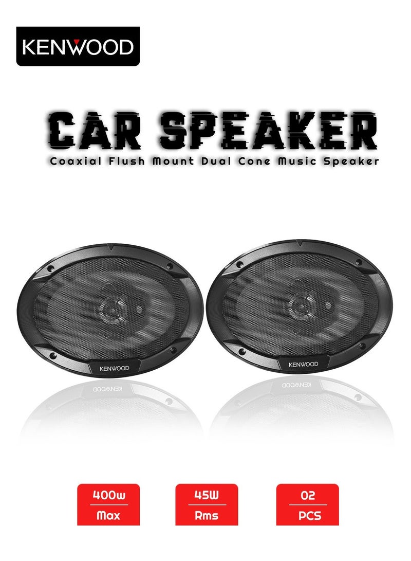 KENWOOD 2PCS  6x9 Inch 3-Way Car Speakers Pair 400W Peak 45W RMS Coaxial Flush Mount Audio Speakers 4 Ohm 91dB Polypropylene Woofer PEI Midrange Ceramic Tweeter 35Hz-20kHz - Image 3