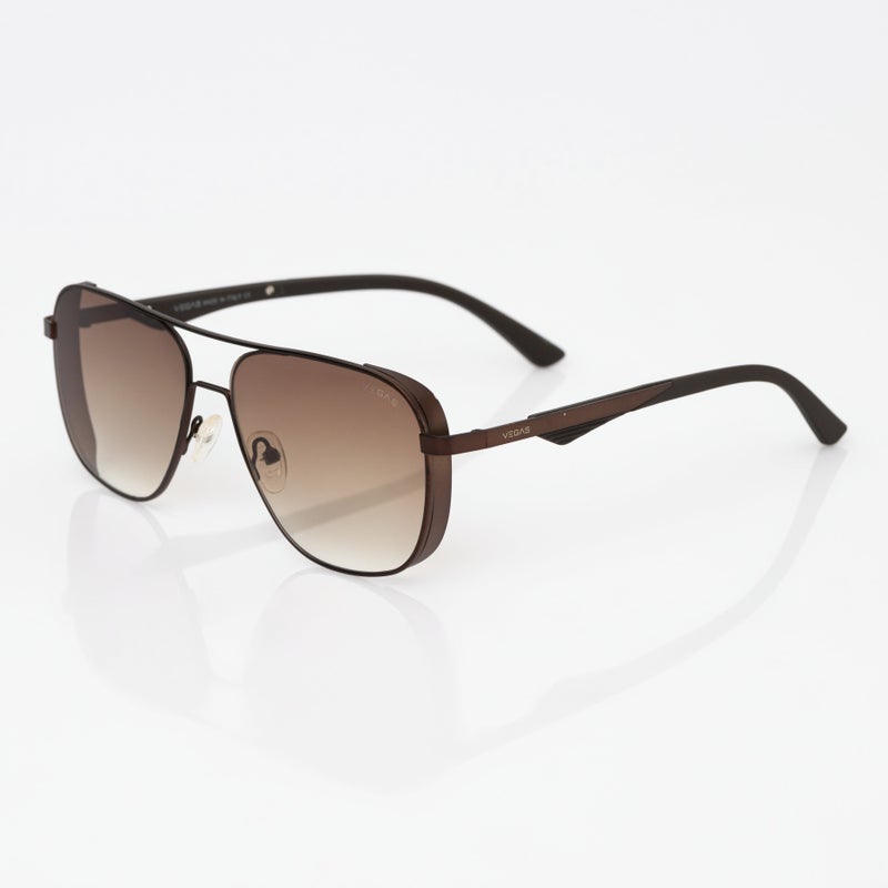 VEGAS Full Rim Aviator Unisex Saddle Brown  Sunglasses V2072 S C6 - Image 2