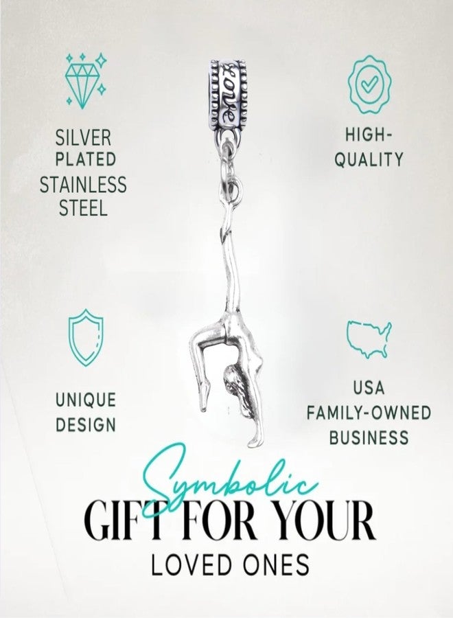 Sportybella Gymnast Charm Bead - Silver-Plated Dangle Charm for Gymnastics Lovers - Compatible with Pandora, Troll, Chamilia & European Bracelets - Gymnastics Jewelry & Accessories - Gift for Athletes & Dancers - Image 2