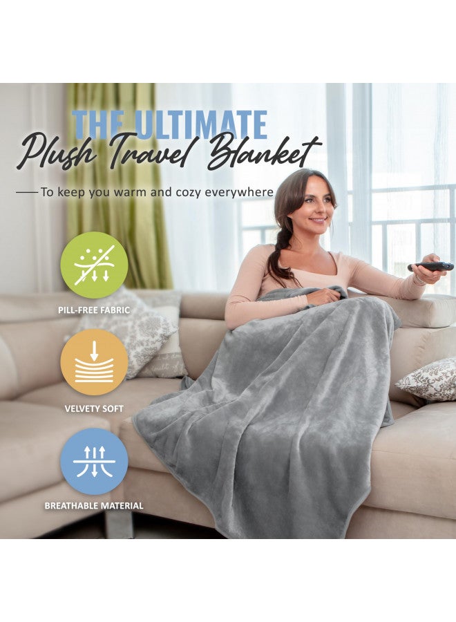 BOACAY BOACAY Soft & Warm Travel Blanket for Airplane & Car - Long Flight Essential for Women, Men, Kids - Compact Pillow with Luggage Sleeve & Backpack Clip  - Image 1