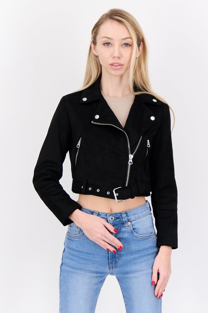 Don't Call Me Jennyfer Women Plain Windbreaker Jacket, Black  - Image 1