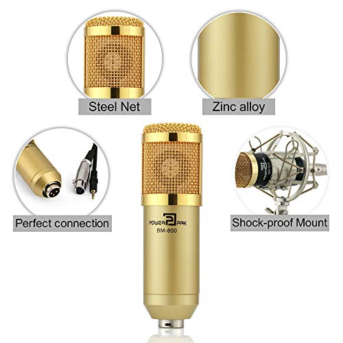 Powerpak BM-800 Gold Gel Professional Condenser Microphone with Metal Shock Mount (Requires Phantom Power Supply or Sound Card Only) - Image 2