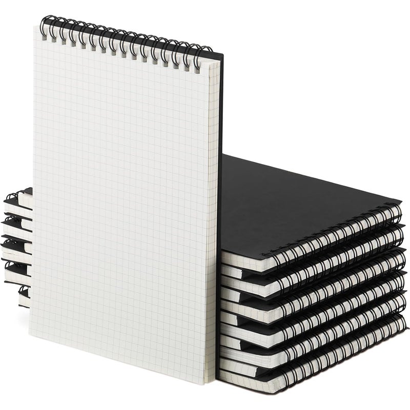 Engrowtic 6 Pack Graph Paper Spiral Notepad A5 Top Wirebound Notepad Grid Notebook Steno Pads Memo Notebook Grid Paper 140 Pages for Writing Sketching Drawing Office Supplies (Black) - Image 1
